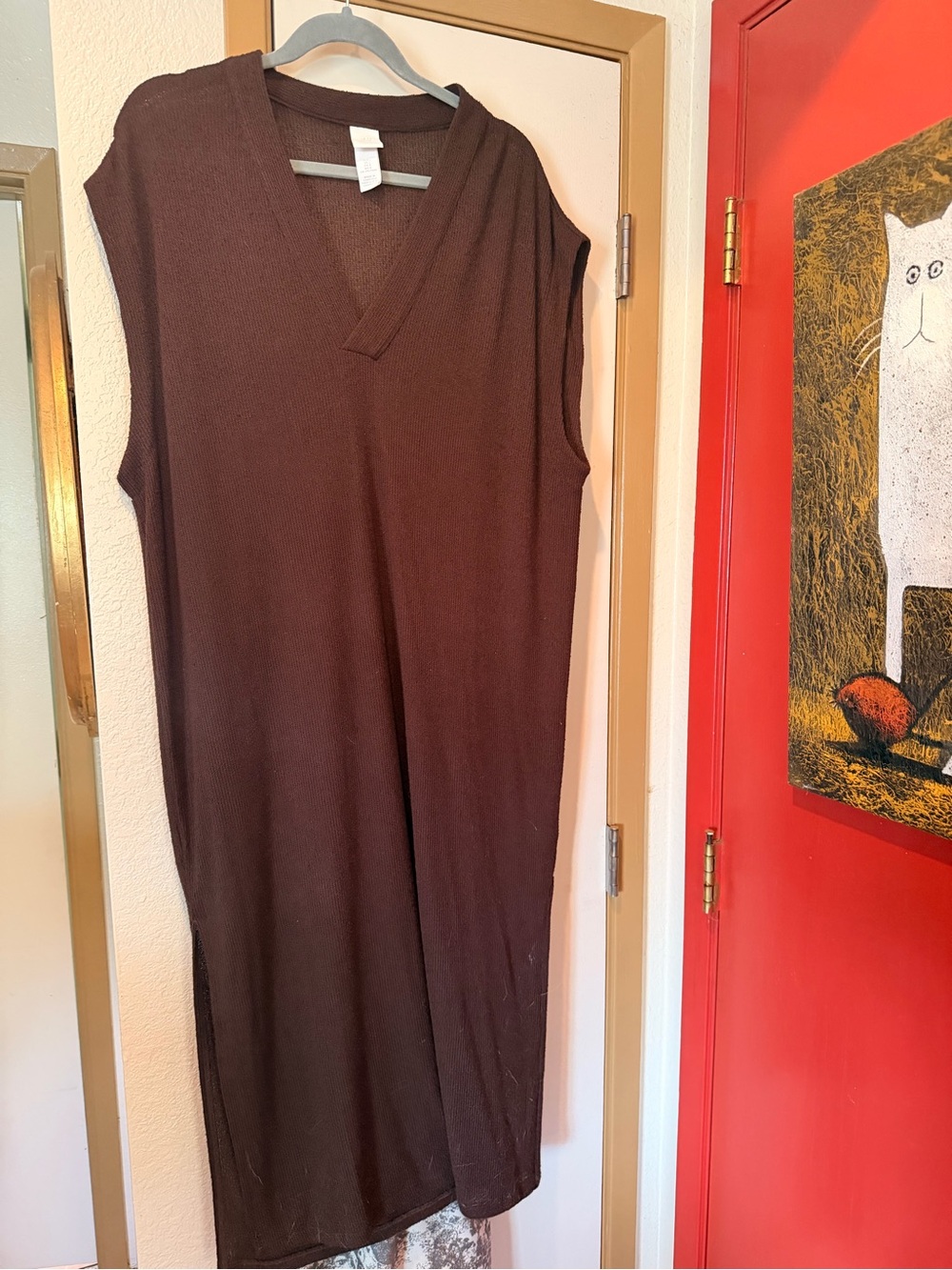 H&M Brown Sleeveless V-Neck Knit Tunic